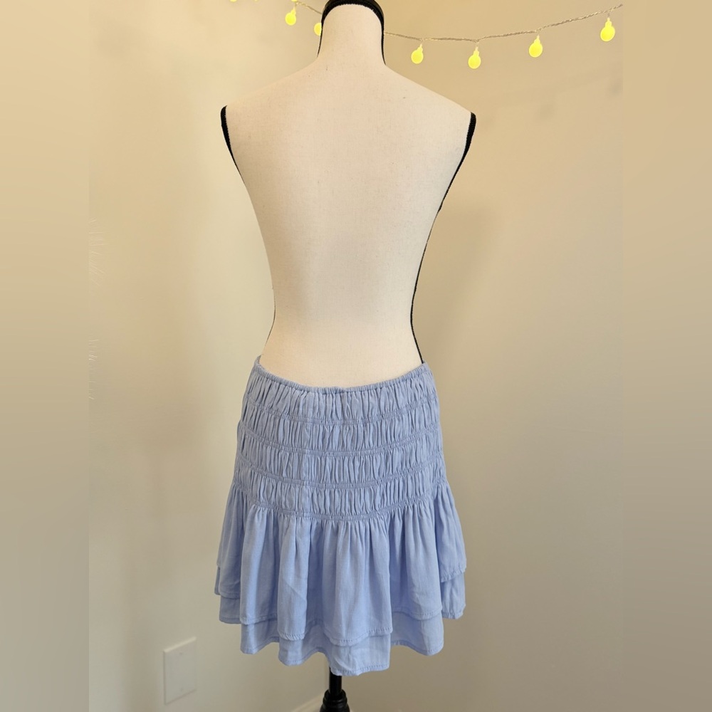 🌾 Blue Smocked Ruffled Layer Mini Skirt - Picture 3 of 4